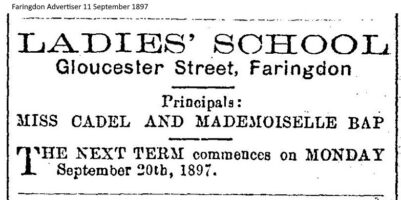 Gloucester St Ladies School Advert 1897