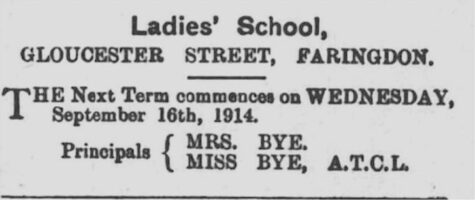 Gloucester St Ladies School Advert 1914