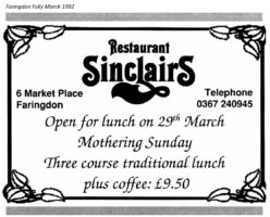 Market Pl Sinclairs Advert 1992