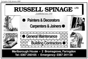 Marlborough St Spinage Advert 1992