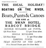 Radcot Swan Advert 1931