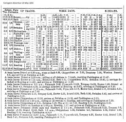 Railway Timetable Up 1891